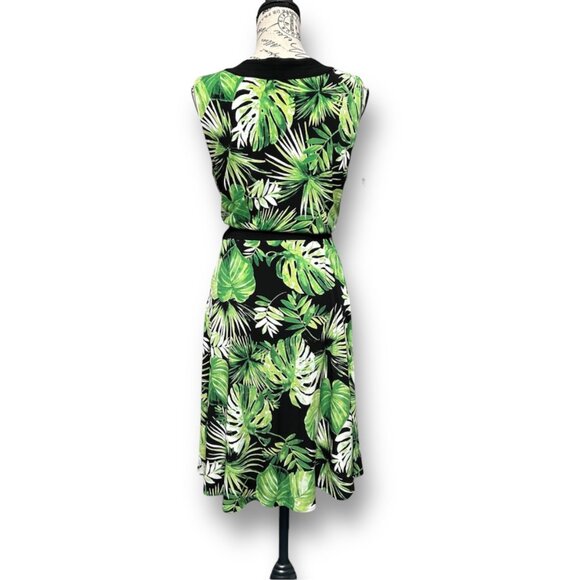 New White House Black Market Reversible Wrap Midi Dress Green Emerald Palms 10 - Picture 4 of 10